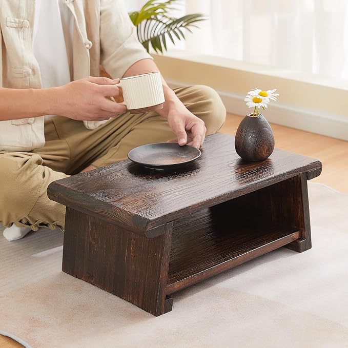 Japanese Altar Table, Folding Floor Table, Wood Small Low Meditation Table - Image 5