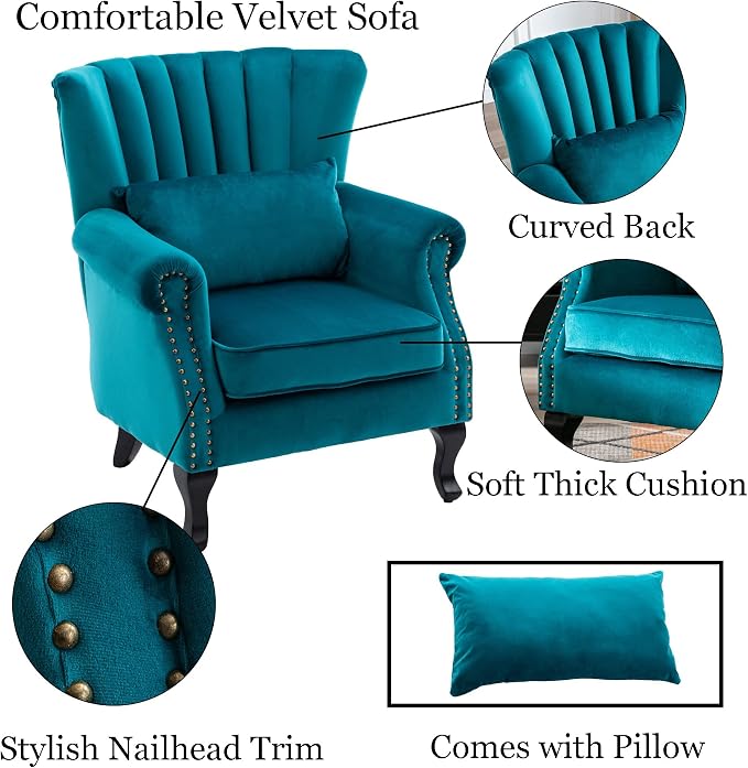 Velvet Accent Chairs Set of 2 - Image 6