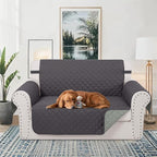 Reversible Loveseat Couch Sofa Covers, Dark Grey | Loveseat Covers - Image 2