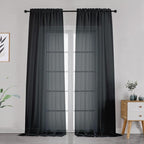 Black Sheer Curtains Dark Color Curtain Panels by OVZME