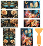 6 Sheets Dragonfly and Butterfly Rub on Transfer by BEUNITONE