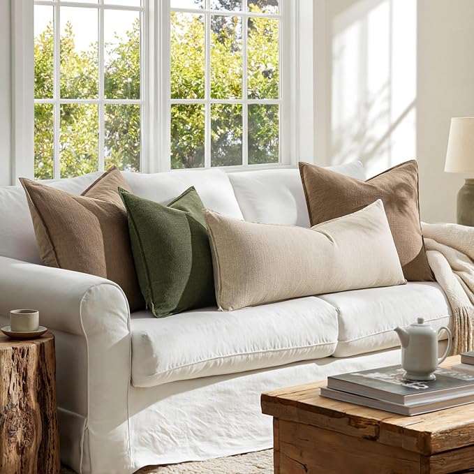 MIULEE Decorative Linen Lumbar Pillow Cover 14x36 Inch Natural Beige | Boho - Image 4
