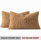 Faux Fur Throw Pillow Covers 20x12 Inch Set of 2 Boucle Neutral Decorative - Image 8