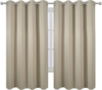 Beige Blackout Curtains 66 x 63 Inch Length/Set of 2 Curtain Panels/Thermal - Image 2
