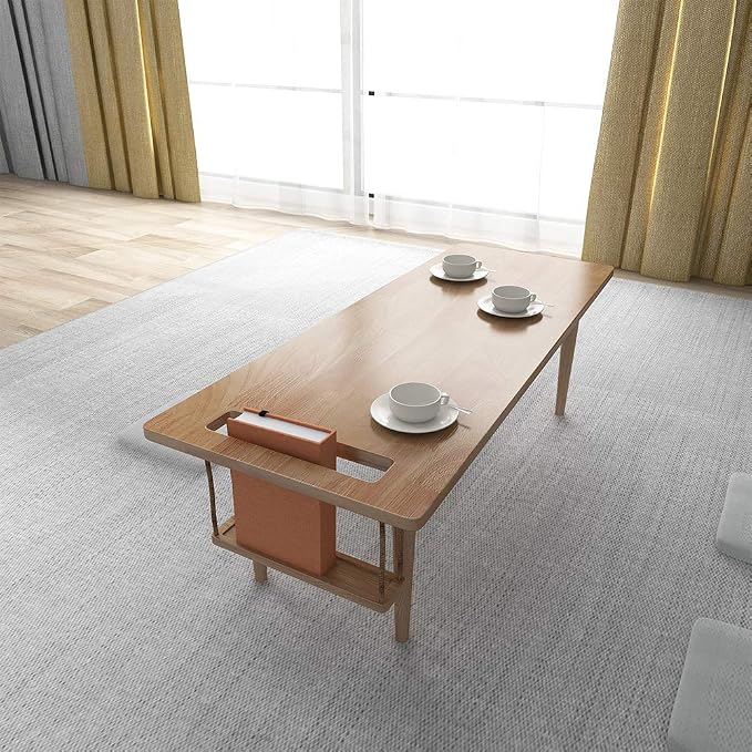 WoodShine Mid Century Modern Mini-Swing Wooden Coffee/Tea Table, Japanese Low - Image 8