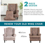 KRFOONN Wing Chair Slipcovers 2 Piece Stretch Leather Look Wingback Chair - Image 3