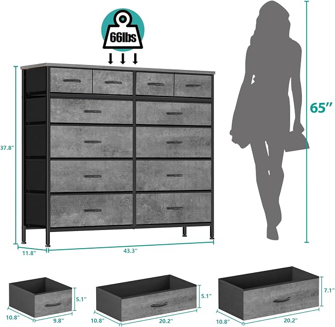 VASICAR Gray Dresser for Bedroom - Image 3