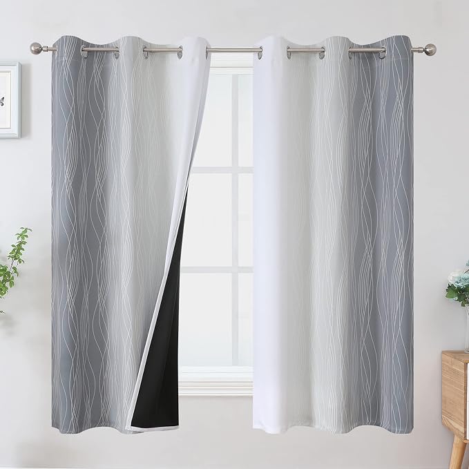 Grey and Greyish White Ombre Blackout Curtains by ESTELARTEXTILER