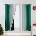 Green and Greyish White Blackout Curtains 42Wx63L 2 Panels | Ombre Curtains by ESTELARTEXTILER