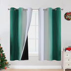 Green and Greyish White Blackout Curtains 42Wx63L 2 Panels | Ombre Curtains by ESTELARTEXTILER