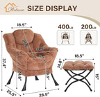 Welnow Lazy Chair with Ottoman, Modern Accent Chair with Armrests and a Side - Image 3