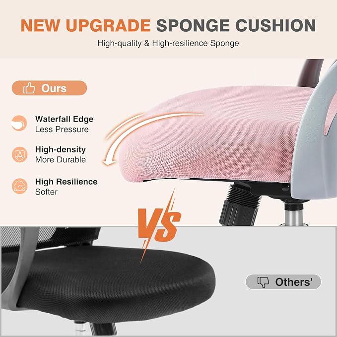 Sweetcrispy Home Office Computer Desk Chair, Ergonomic Mid-Back Mesh Rolling - Image 4