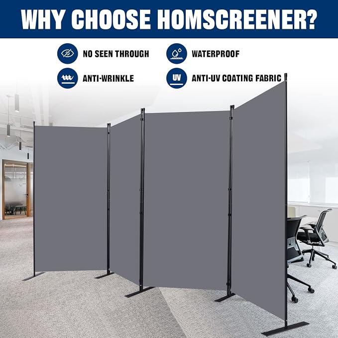 Room Divider 6FT Portable Room Dividers and Folding Privacy Screens, 4 Panel - Image 3