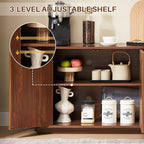 Fluted TV Stand for TVs Up to 75 Inch, Walnut Mid Century Modern TV Console for - Image 3