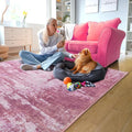 Entryway Rug 3x5 Pink Bedroom Area Rug Washable Non Slip Abstract Boho Rugs by OmpaaHomeDecor