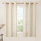 63 Inch Length Beige Linen Curtains by LAMIT