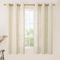 Beige Linen Semi Sheer Curtains 60 Inch Length by LAMIT