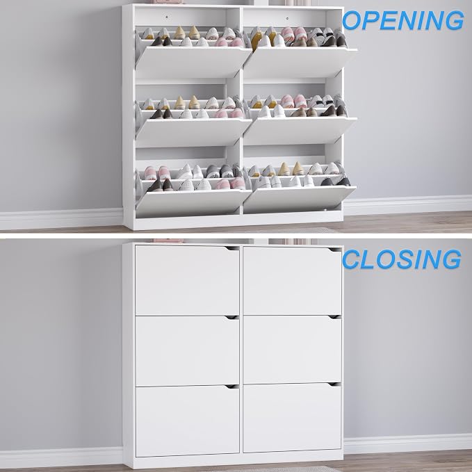 BORNOON Shoe Cabinet with 6 Flip Drawers, Slim Narrow Shoe Storage Cabinet - Image 5