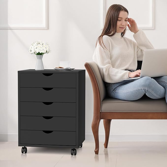 5-Drawer Chest, Office Storage Dresser File Cabinet by SimpleDeluxe