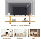 Welnow Low Bamboo TV Stand for Up to 65 Inch, Small Mid Century Modern - Image 4