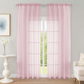Blush Sheer Curtain 90 Inches Long 2 Panels Set, Solid Filmy Drapes by OWENIE