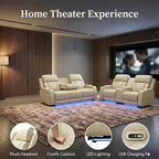 Power Recliner Sofa Set with LED Lights, Includes a Manual Loveseat and a 3 - Image 4