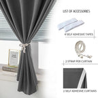 Portable Light Blocking Curtains Self-Stick Design, Removable Adhesive Window - Image 2