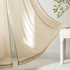 MIULEE Beige Sheer Curtains 63 Inches Long 4 Panels 42 x 63 Inches | Light - Image 6