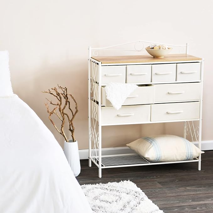 Household Essentials Coastal Oak & Iron Vintage 8-Drawer Sideboard - Image 2