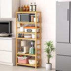 VASMIA 6-Tier Bamboo Shelf, Bamboo Storage Shelving Unit, Tall Bookcase - Image 8