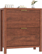 YOMILUVE Shoe Cabinet Storage for Entryway, Fluted Shoe Cabinet - Image 9