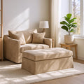 Oversized Armchair with Ottoman, 43.9" W Chenille Accent Chaise Lounge Sofa by Aortzio