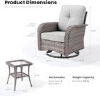ovios 3-Piece Patio Furniture Set, Outdoor Wicker Sofa - Image 8