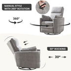 Manual Recliner 360°Swivel Glider Rocking Chair, Upholstered Nursery Adult - Image 4