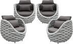 TWT Aluminum Outdoor Patio Furniture Set, 4 Textilene Armchairs Modern Outdoor - Image 7
