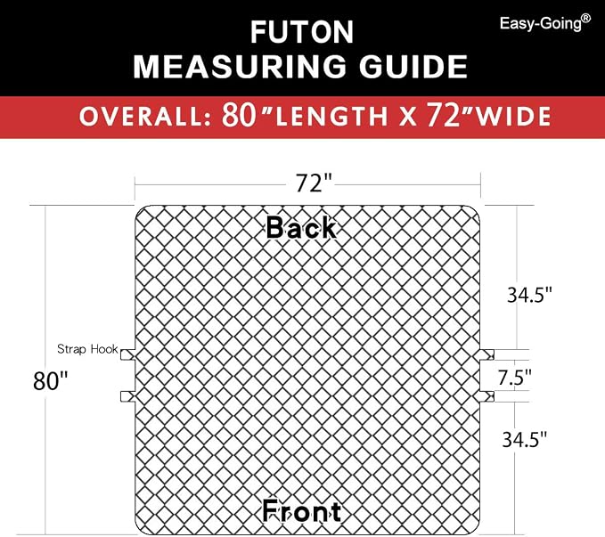 Easy-Going Reversible Couch Cover, Large Futon Sofa, Christmas Red/Ivory | - Image 7