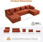 MONVANE 141" U Shaped Cloud Sectional Couch - Image 3