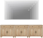 WAMAPT Oak Buffet Cabinet with 6 Doors and 3 Drawers, Large Coffee Bar Table - Image 8