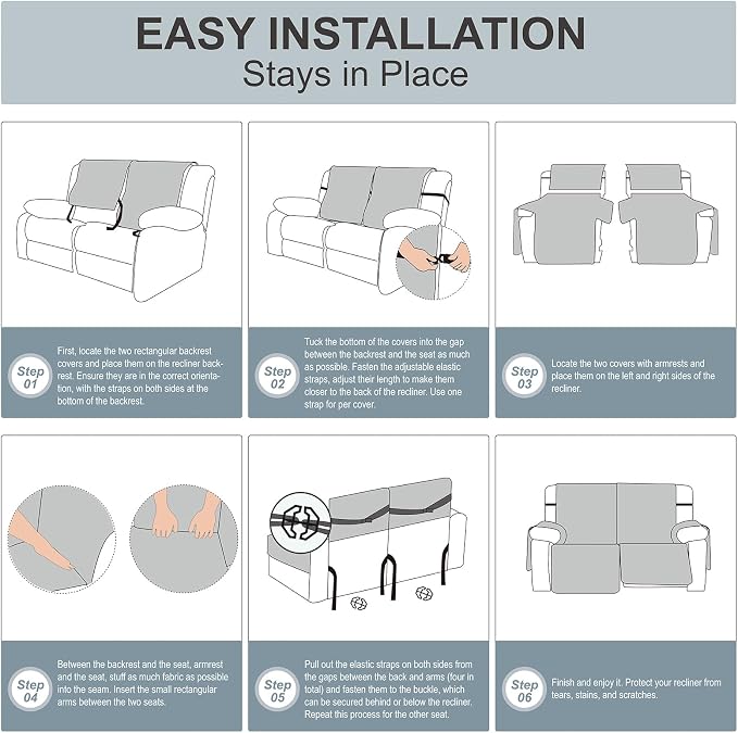 Genina Loveseat Recliner Cover Non-Slip, Sofa Cover - Image 2
