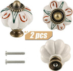 Ivory Pumpkin Knobs 2 Pack Ceramic Cabinet Knobs Vintage Drawer Pulls - Image 2