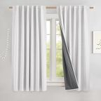 NICETOWN Short 100% Blackout Curtains 63" Long, Burlap Linen Drapes by NICETOWN