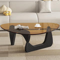 EASYSOUL Modern Glass Coffee Table, 32.68" D x 22.44" W x 15.75" H, Abstract by EASYSOUL