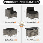 Aoxun Patio Furniture Sets, 15-Piece Outdoor Patio Furniture - Image 2