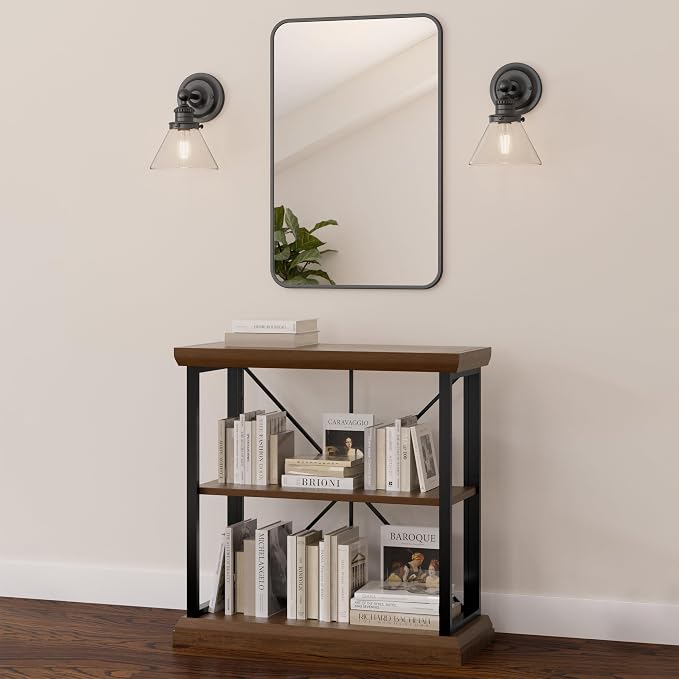 Leick Home Finnick Mixed Metal Bookshelf, 2 Shelves, Easy Assembly, - Image 8