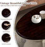 LKTART Oval Coffee Tables Set of 3, Vintage Wood Coffee Table - Image 5