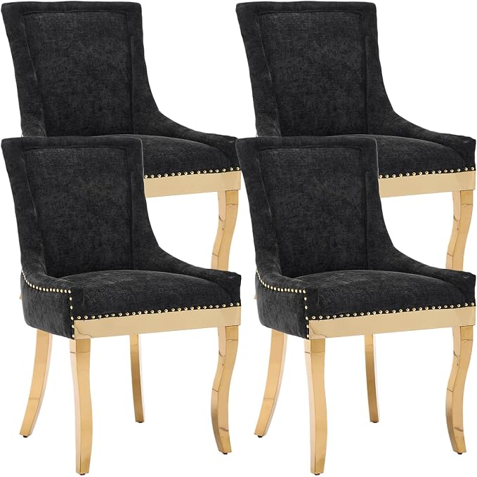 Upholstered Dining Chairs Set of 4, Modern Fabric Side Chairs by MZDOO