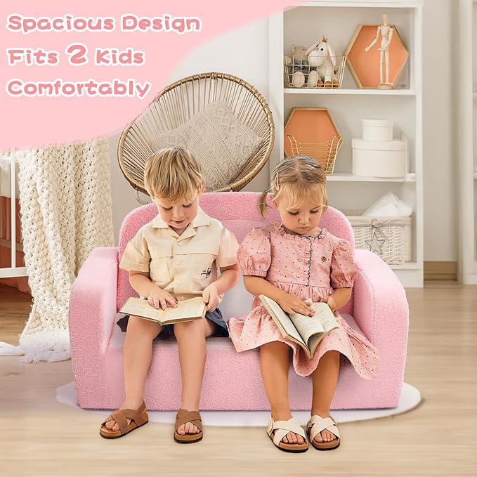 Foryoomi Extra Wide Kids Couch, 2-in-1 Soft Toddler Couch - Image 3