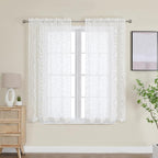 Furman Ivory Sheer Curtains 45 Inch Length 2 Panels Set - Image 2