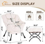 Welnow Lazy Chair with Ottoman, Modern Accent Chair with Armrests and a Side - Image 3