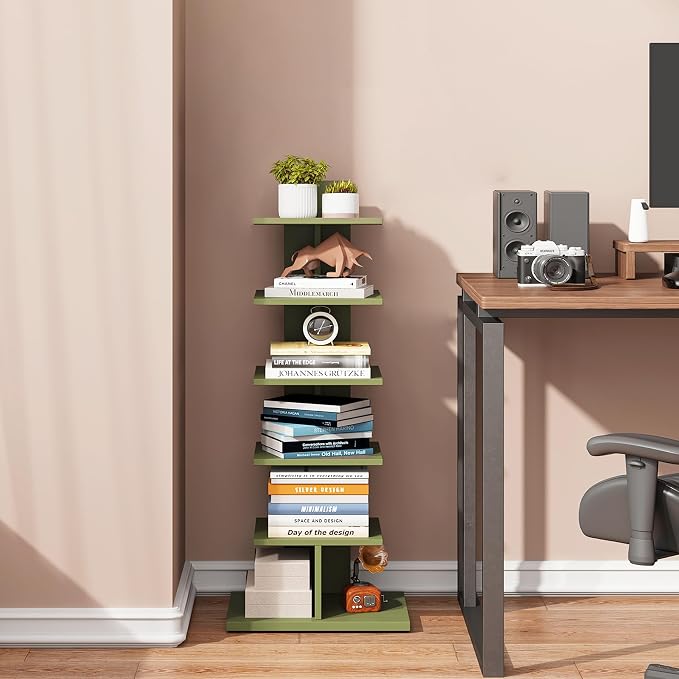 TUTOTAK Bookshelf, 6-Tier Bookcase, Narrow Spine Book Shelf - Image 7